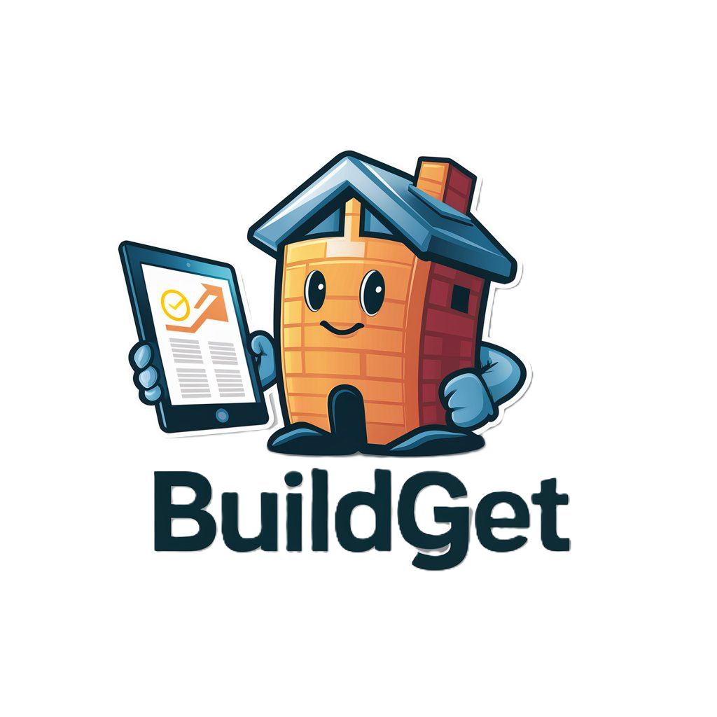 Logo da aplicacao - ícone de casa animada com um tablet simulando um orçamento de obra